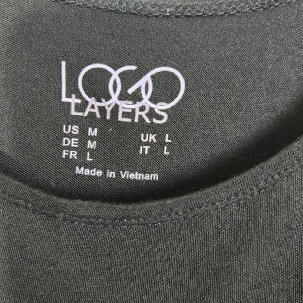 Logo Layers by Lori Goldstein Black Tank with Beige Lace Trim Size M - Picture 3 of 13
